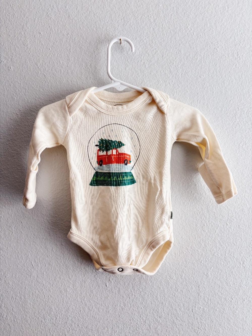 Baby 0-3 Months Holiday Snowglobe Organic Cotton Onesie